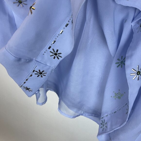 Victoria's Secret Light Blue Studded Boho Chic Sheer Ethereal Blouse Small - Picture 3 of 8